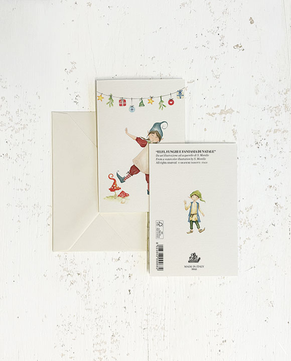 Card "Elfi, funghi e fantasia di Natale"