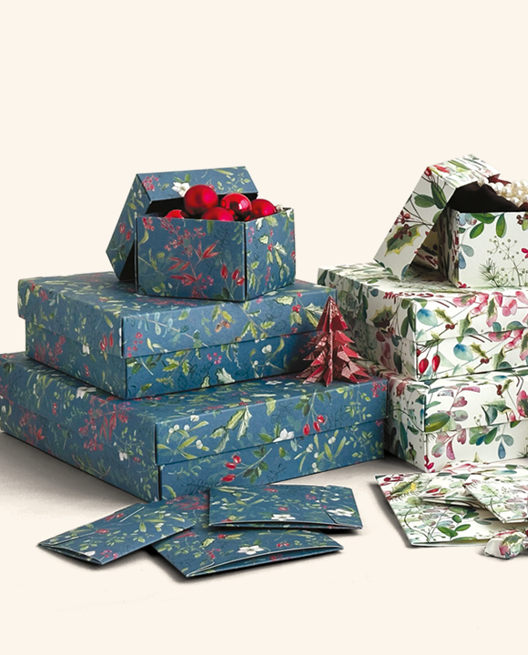 Set 3 scatole regalo con coperchio - Flora a Natale