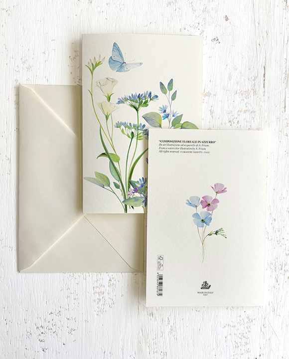 Card "Composizione floreale di primavera in azzurro"
