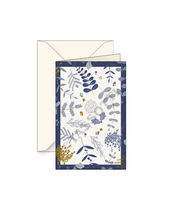 Card "Foglie Blu-Oro"