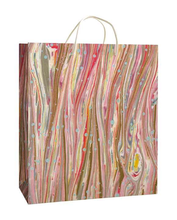 Shopper in carta "Marmorizzata rosa-rosso"