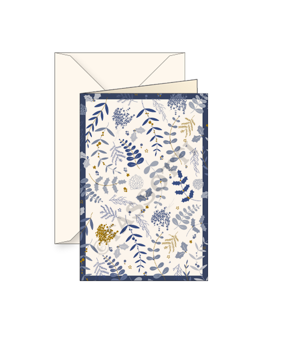 Card "Foglie Blu-Oro"